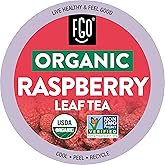 FGO Organic Raspberry Leaf Tea K-Cup Pods for Keurig, 24 Count (Pack of 1), Naturally Caffeine-Free Herbal Tea, USDA Organic, Non-GMO, &amp; Recyclable