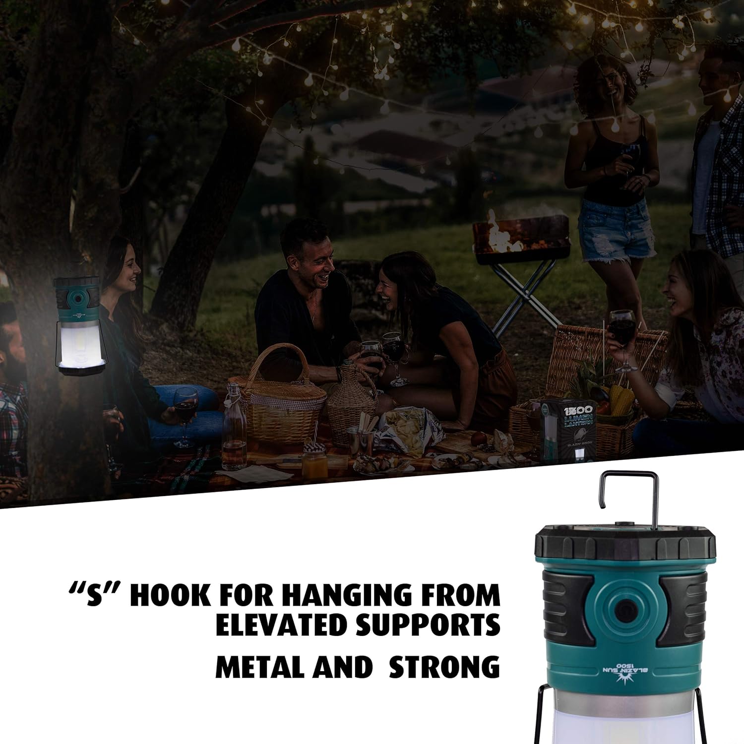 Blazin' Sun 1500 Lumen | Led Lanterns Battery Operated | Hurricane, Emergency, Storm, Power Outage Light | 200 Hour Runtime (Teal) - - 