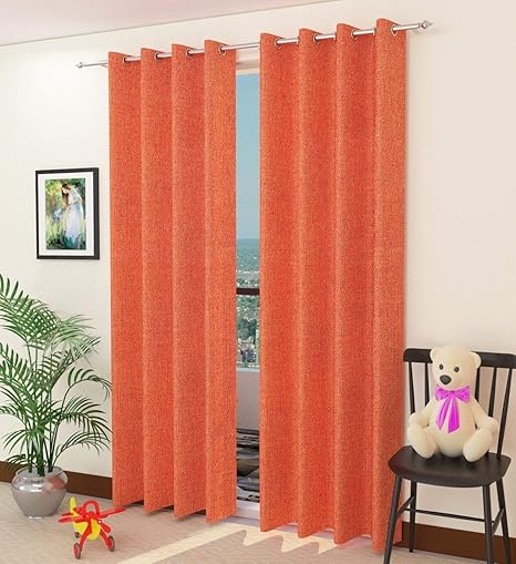 Buy Unique Decor 2 Piece Premium Jute Quality With Eyelet Curtain