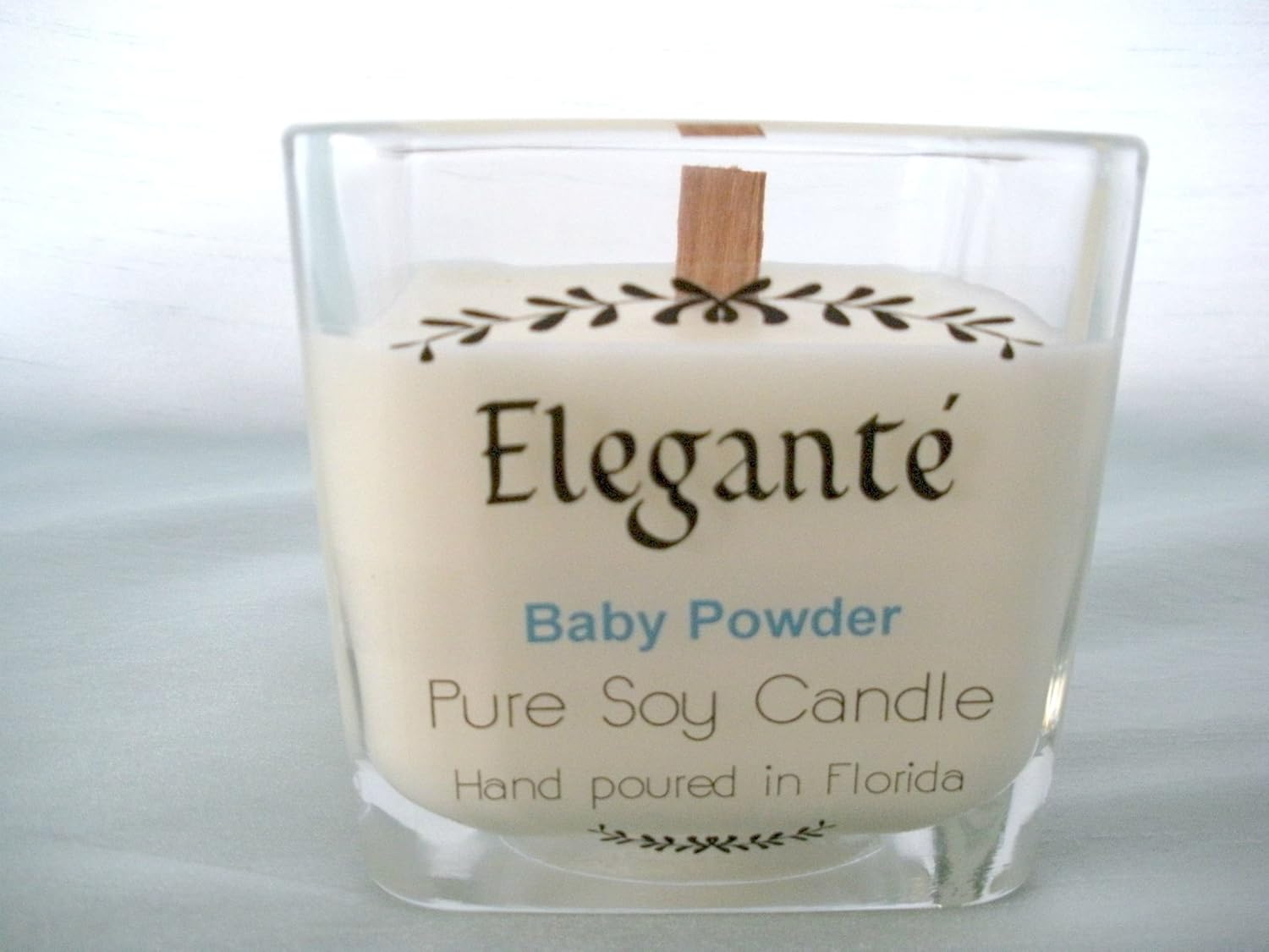 12 oz. Baby powder scented soy candle. Up to 80 hours