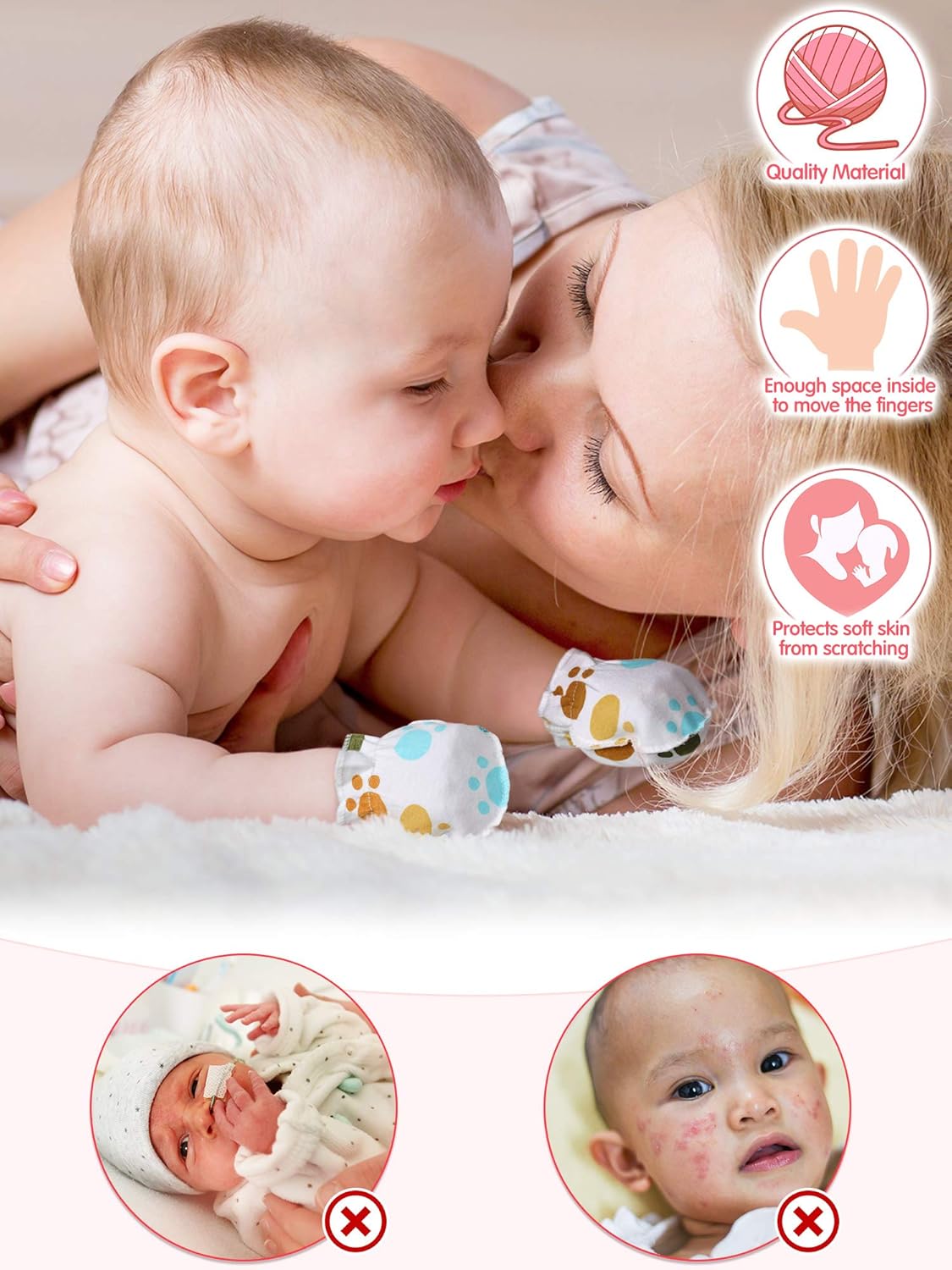 Newborn Baby Mittens No Scratch Baby Gloves Unisex Baby Gloves for 0-6 Months Baby Boys Girls (20 Pairs): Clothing