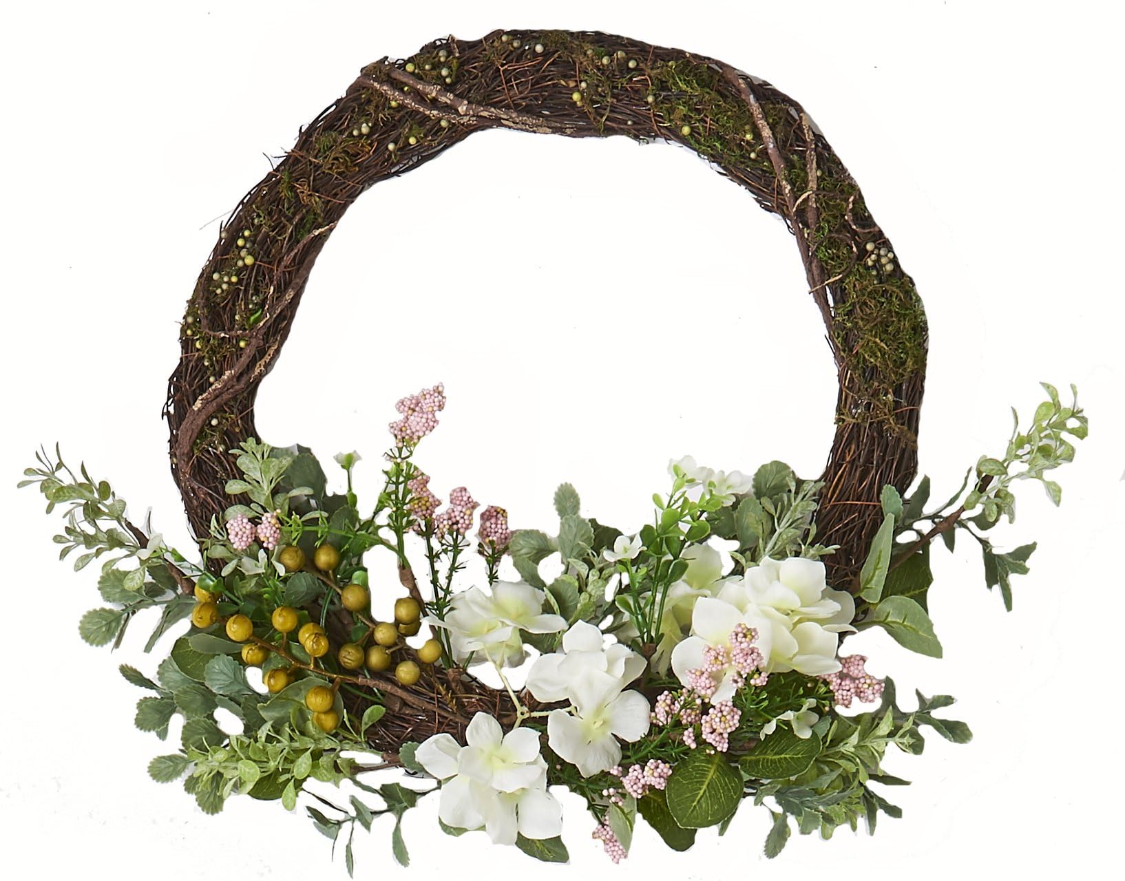 Worth Imports W/Pips 16" Hydrangea Half Wreath withPips