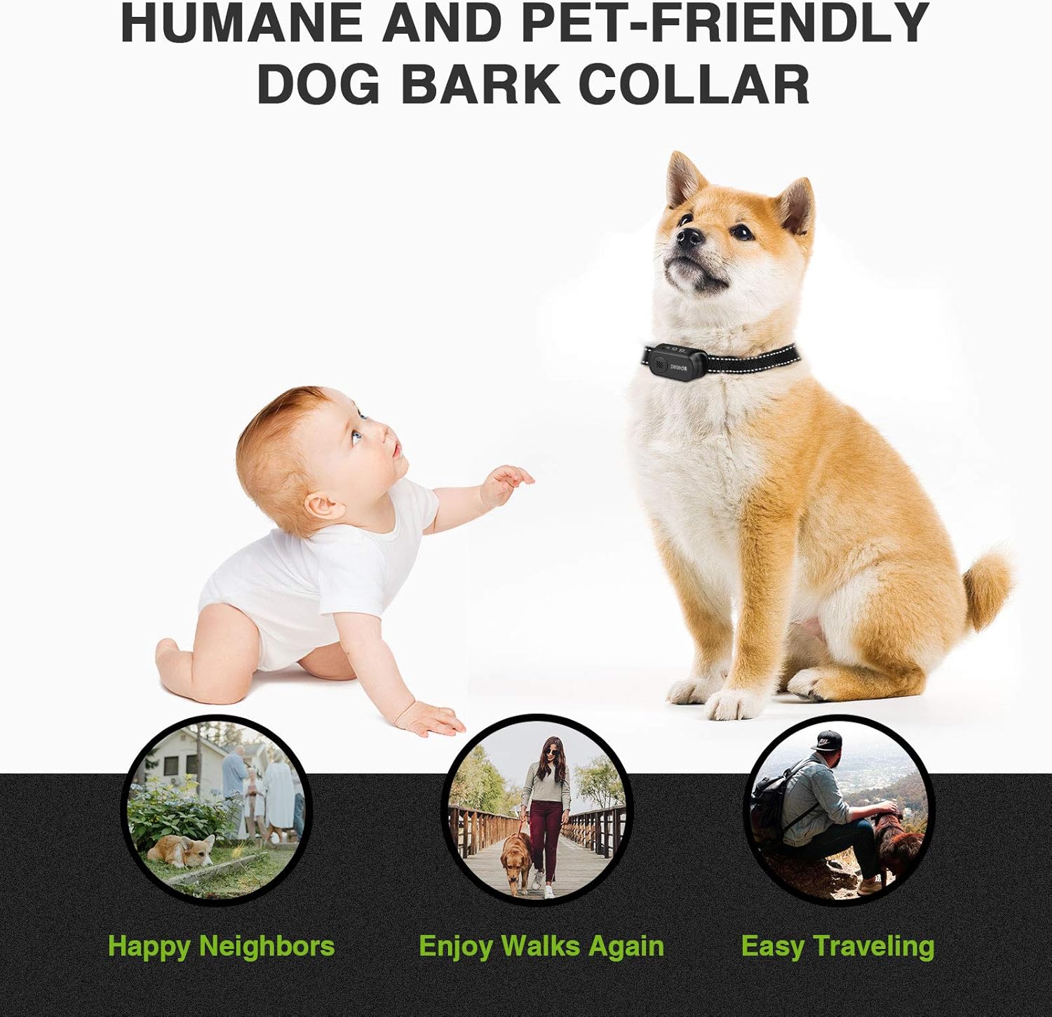 Dog Bark Collar, Rechargeable Bark Collar with Beep Vibration and Shock, Dog Bark Collar for Small Medium Large Dogs : Pet Supplies