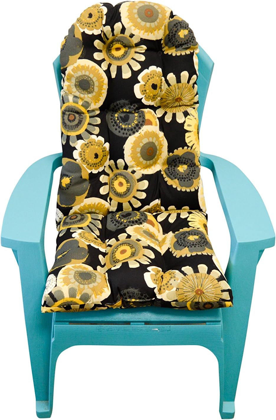 Resort Spa Home Decor Outdoor Tufted Adirondack Chair Cushion - Black, Yellow, Grey Floral
