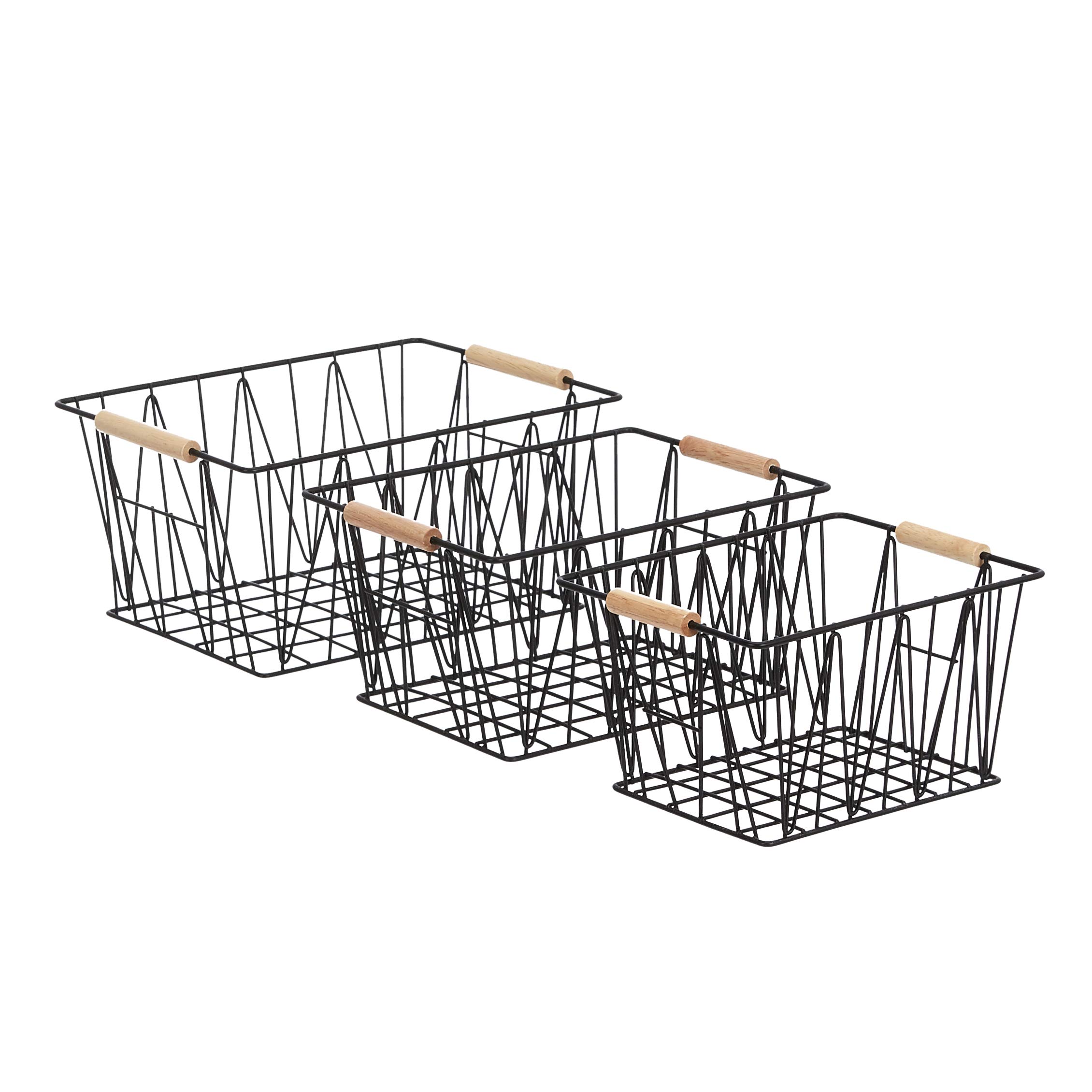 Amazon Basics Wire Storage Baskets Set of 3, Black Buy Online in