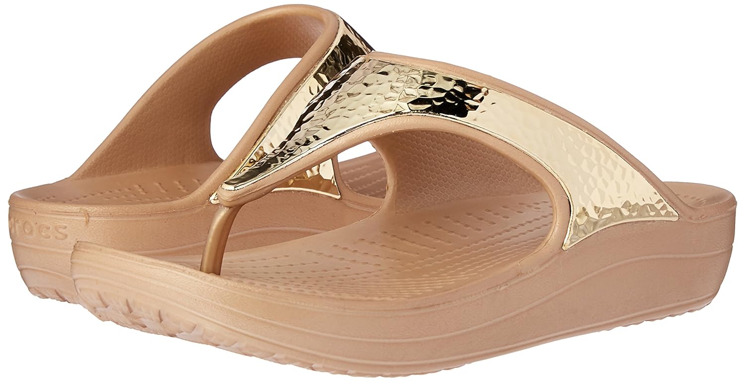 crocs sloane embellished women flip in gold