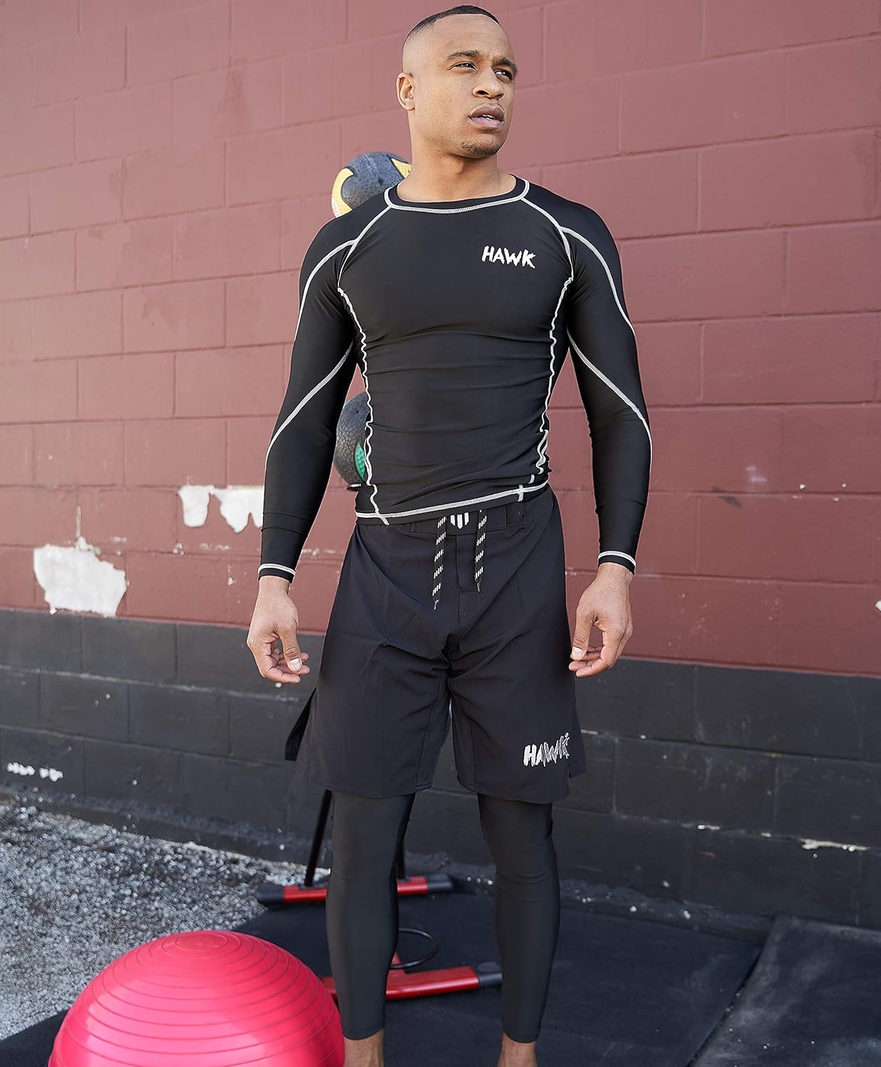 Hawk Sports Mens Compression Shirts Base Layer Athletic Gym MMA BJJ Rash Guard No Gi Full Long Sleeve Rashguard Shirt for Men: Clothing
