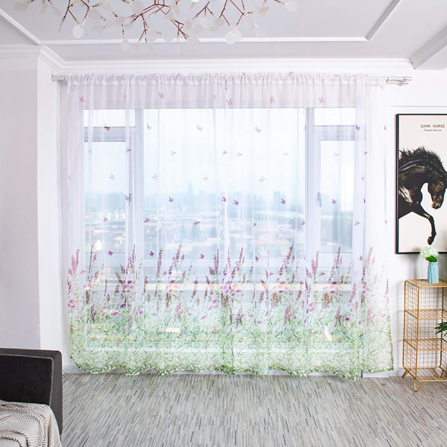 Amazon Com M Kvfa Branch Sheer Curtain Flower Embroidered Tulle