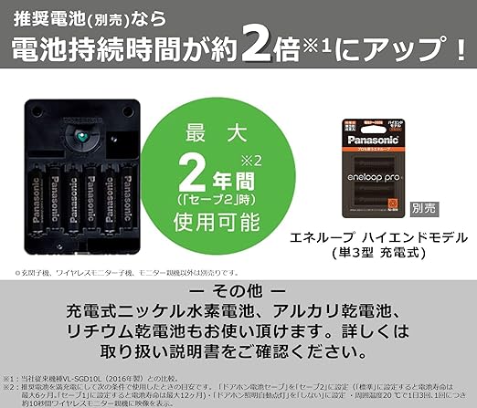 Amazon Co Jp パナソニック ワイヤレステレビドアホン 配線工事不要 Ledライト搭載 Vs Sgzl カメラ