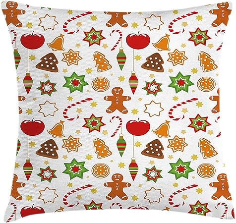 Gingerbread Man Throw Pillow Cushion Cover Festive Christmas