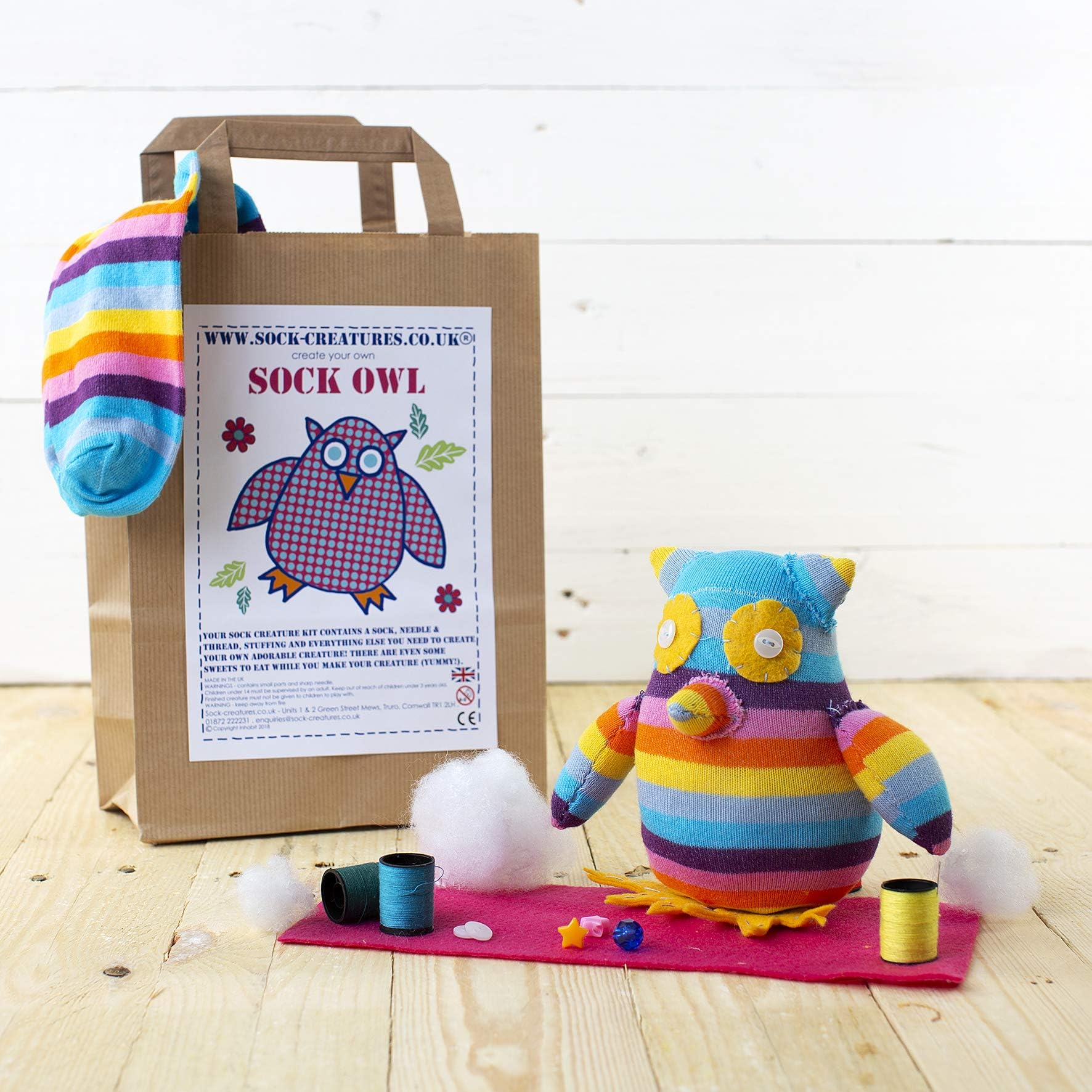 Sock Owl Craft Kit | Sock Creatures | Sewing kit | Craft kit for kids | Craft kits for adults | Make your own owl | Zoom party