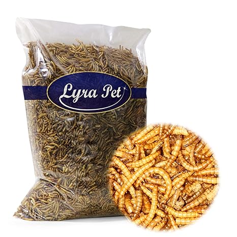 Lyra Pet 1 kg Mehlwürmer getrocknet Futter für Fische Nager Vögel Igel Reptilien