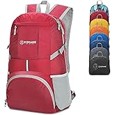 ZOMAKE Lightweight Packable Backpack 35L, Light Foldable Backpacks Water Resistant Collapsible Hiking Bag, Compact Folding Day Pack for Travel Camping(Red)
