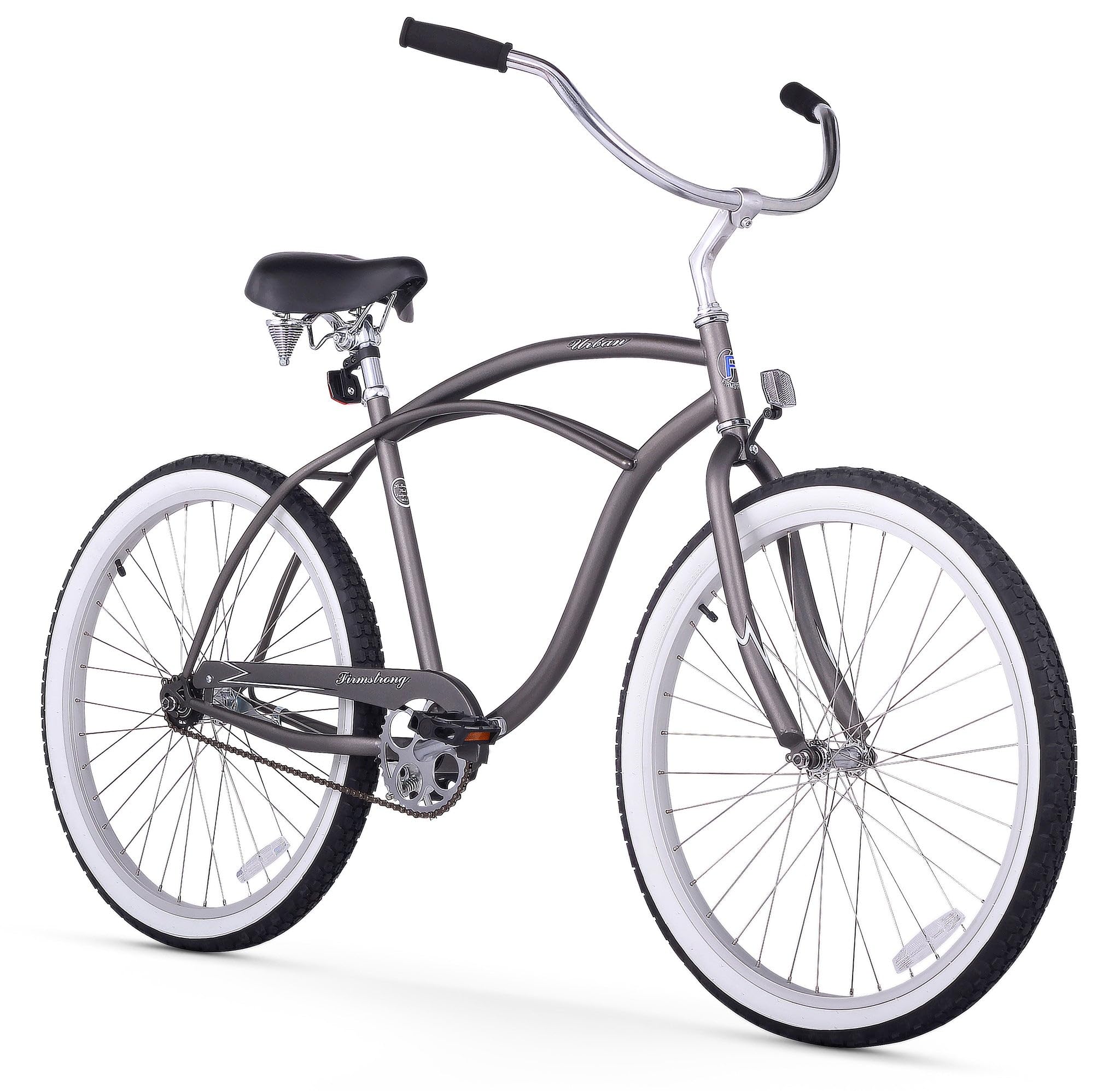 Firmstrong Urban Beach Cruiser Bike para hombre, bicicleta de una sola velocidad, ruedas de 26 pulgadas, gris mate
