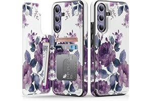 Goodon for Samsung Galaxy S25 Case Wallet - Flip Folio Leather Cover with Trendy Floral Design, 3 Card Slots & Kickstand Function, Protective Phone Case for Women and Girls - Purple Blooming Flowers