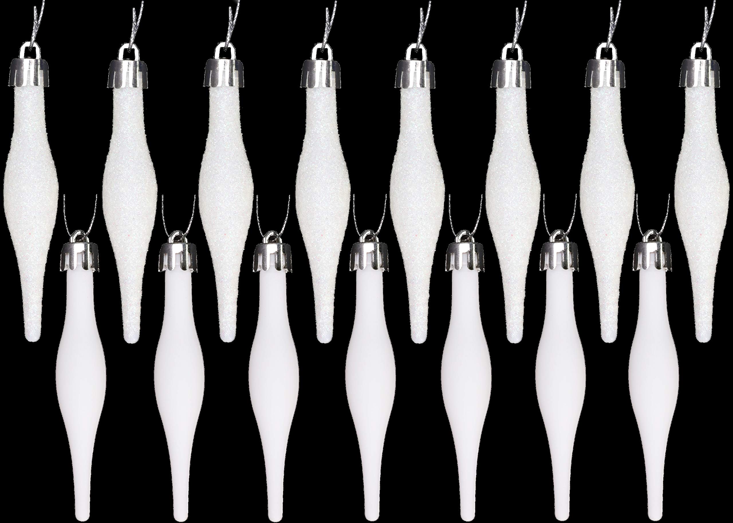 Christmas Concepts® Pack Of 15-8.5cm, 85mm (3.4") Droplet Baubles - Matte & Glitter Design - Christmas Baubles (White)