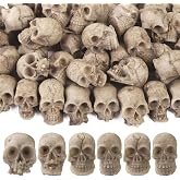 50pcs Halloween Mini Skulls Miniature Resin Skeleton Head Party Decorations | Realistic Halloween Skull Figurines for DIY Crafts,Vase Filler Trick Toy Table Decor Party Favors Bag Fillers Dollhouse Decor