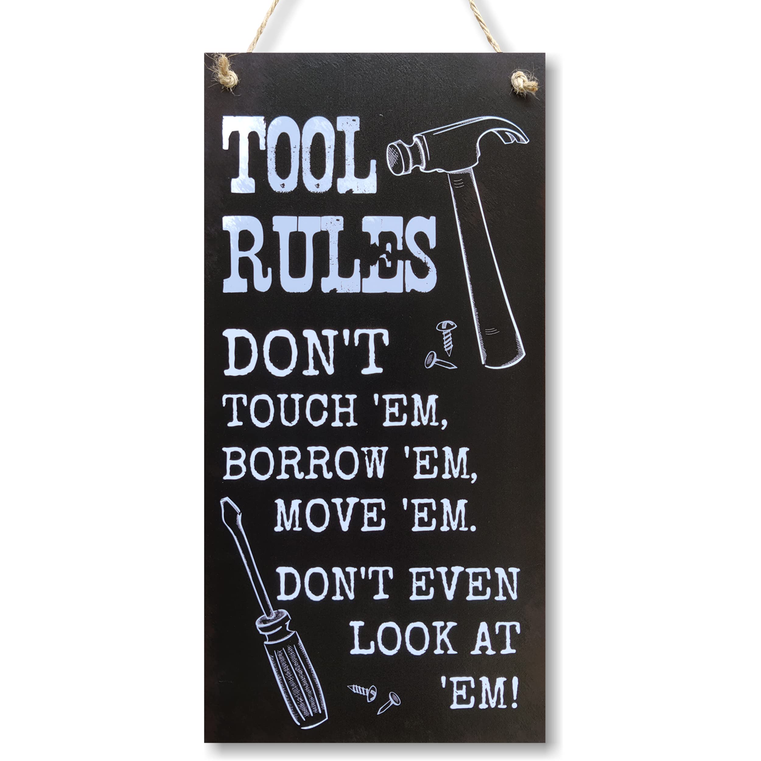 CARISPIBET Tool Rules Home signs house decorative plaques hanging sign wall art decoration ornament 12" x 6"