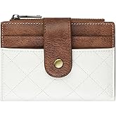 GAEKEAO Small Wallet for Women Leather RFID Blocking Card Holder Bifold Zipper Pocket Wallet with ID Window