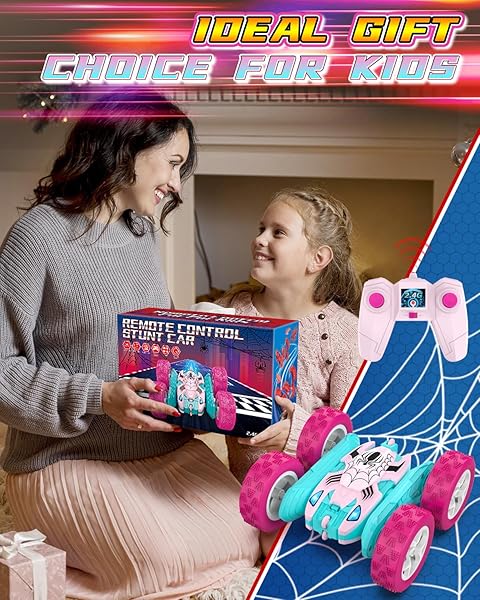 BLISSBUD PINK SPIDER REMOTE CONTROL CAR FOR GIRLS, KIDS RACE RC CARS FOR GIRL, PRINCESS TOYS FOR AGE 6 7 8 9 10 CHRISTMAS BIRTHDAY GIFTS