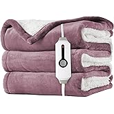 LaffyLo Electric Heated Blanket Throw Size - 50"x60", Soft Flannel Heating Blanket, 4 Heating Levels, 3 H Auto Shut Off, Breathable Warm and Washable for Sofa, Purple