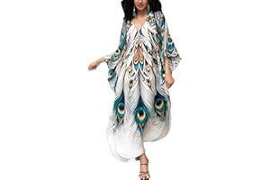 KEYLORTING Women's Plus Size Kaftan Dress – Plus Size Maxi Dress Moo Moos Beach Cover Up,Bathing Suit Cover-Up Loungewear