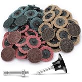 SUNJOYCO 90pcs 2 inch Quick Change Sanding Discs, Nylon Surface Conditioning Discs, 1/4" Roll Lock Holder Die Grinder Sanding Disc for Surface Strip Grind Polish Burr Finish-Fine Medium Coarse