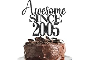 KLIONJOR 19th Awesome since2005 Cake Topper Cheers to 19 Years Birthday Cake Pick 19 Fabulous Cake Decoration for Happy 19th Birthday Anniversary Party Cake Decorations Supplies (2005, black)