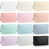 Jexine 12 Pieces Small Makeup Bag Water Resistant PU Leather Cosmetic Bag Travel Mini Pouch Zipper Portable Small Toiletry Purses for Women Makeup Cases Storage Organizer Daily Use, 12 Colors