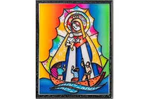 DETOSCOLORES Virgen de la Caridad del Cobre con Marco.Framed 5x7 Artwork of Our Lady of Charity ready to decor your Living Room,Bedroom or Office.