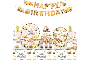 Construction Birthday Party Supplies Construction Theme Party Decorations Set Include Plates, Napkins, Balloons, Cups, Straws