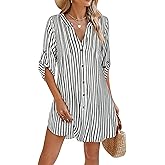 BMJL Women Beach Cover Ups V Neck Button Down Swimsuit Coverup Swimwear Bathing Suit Cover Up 2026
