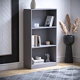 Vida Designs Cambridge 3 Tier Medium Bookcase Grey Wood Shelving view 6
