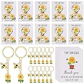 Sureio 12 Set Christmas Thank You Gifts Bulk for Teacher Staff Nurse Business Coworker Employee Appreciation Gift Emotional Support Funny Sunflower Keychain Gifts with Bee Thank You Cards and Bags