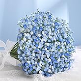 Elyum Babys Breath Artificial Flowers, 12 Pcs Long Stem Baby Breath Flowers Artificial Bulk, Real Touch Blue Fake Babys Breath Gypsophila for Wedding Bouquet Floral Arrangement Home Decor