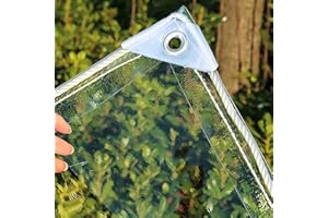 ZGLCQSGY Clear Tarps with Grommets, 2.6x5 FT - Clear Tarps Heavy Duty Waterproof Cover for Patio Enclosures Winter Protection for Plants Gardens Chicken Coops and Patios