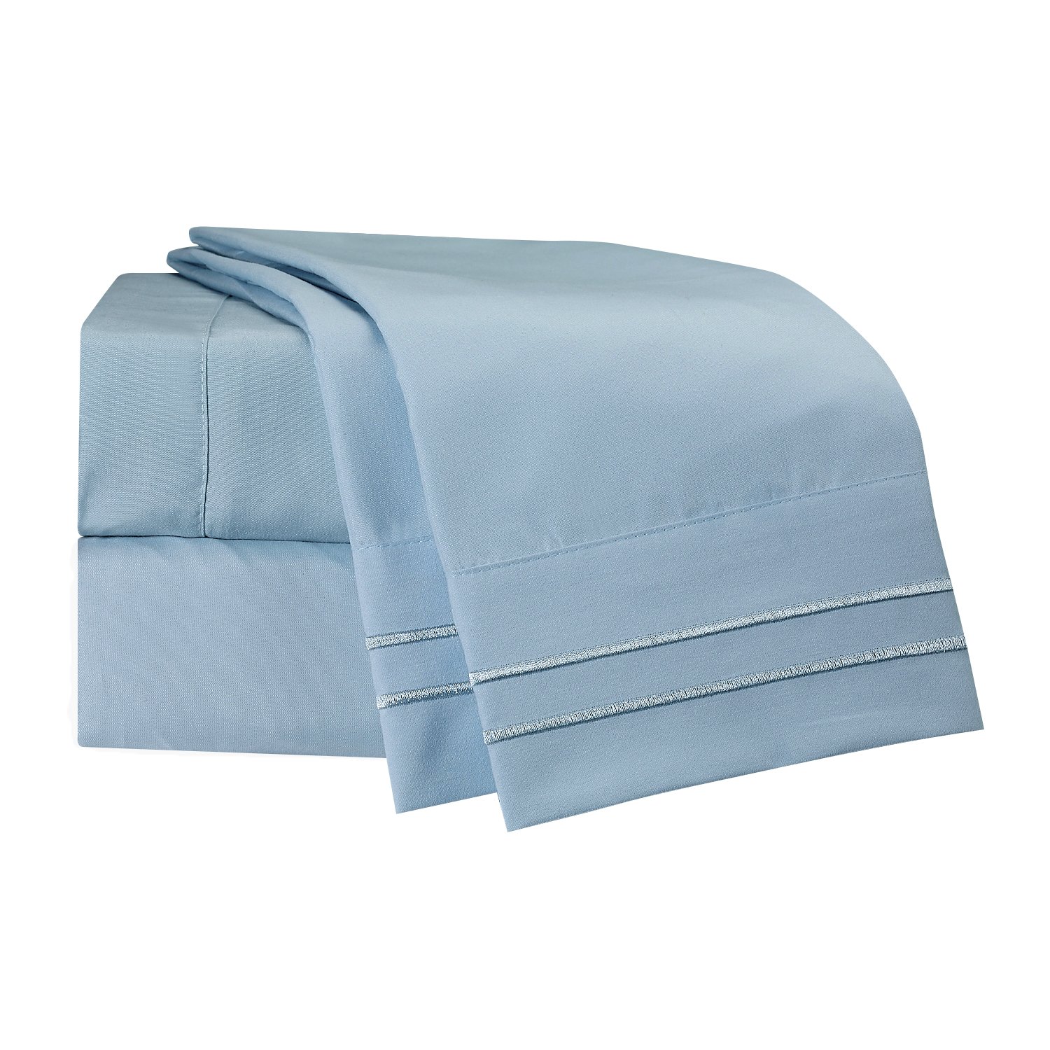 Clara Clark® Supreme 1500 4 piece Bed Sheet Set Twin (Single) Size light blue