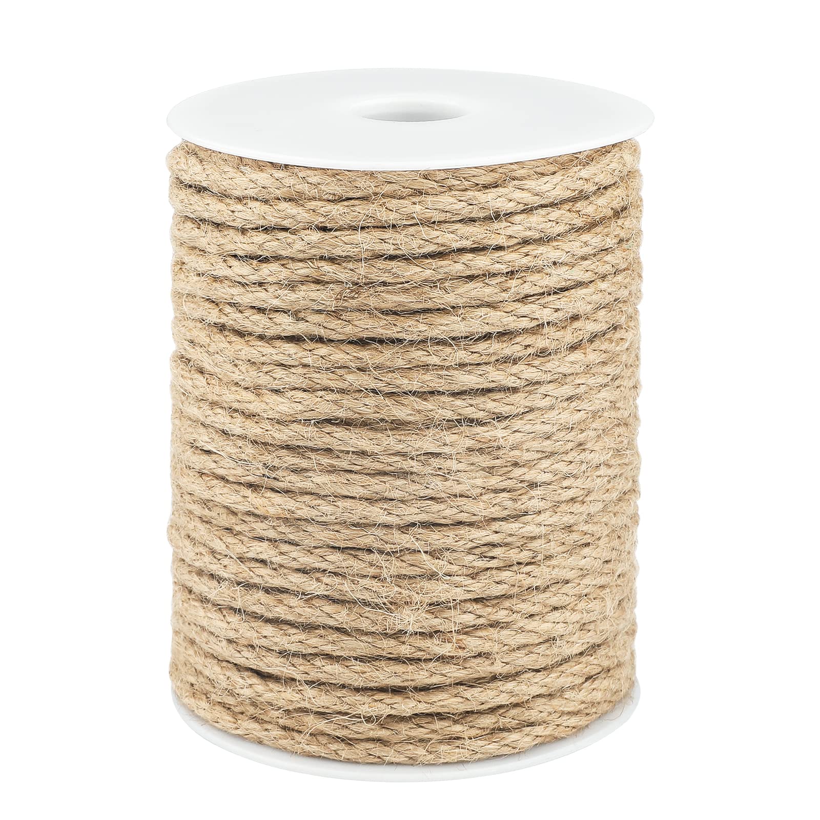 jijAcraft 6MM Jute Hemp Rope, 30M/98ft Thick, Strong, Bohemian, Cat Scratching, Garden Bundling
