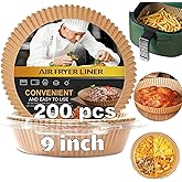 Ninja Power XL Gourmia Air Fryer Disposable Paper Liners - 200pcs, 9 Inch Round Parchment Liners for 4/5/6 qt Air Fryers, Baking Paper for Oven & Microwave