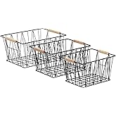 �鶹�� Basics Rectangular Wire Storage Baskets, Set of 3, Standard, Black