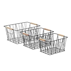 Amazon Basics Rectangular Wire Storage Baskets, Set