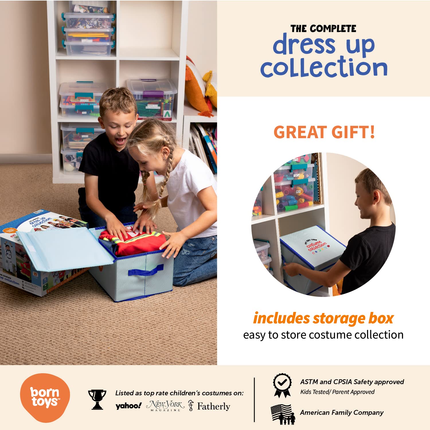 Born Toys Born Toys Pretend Play Costumes for Kids Ages 3-7, Washable Toddler Dress Up Set for Play (6 in 1)