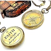 Faith Compass – Inspirational Gift for Men & Boys | Christian Baptism, Communion, Confirmation, or Graduation Present | “Faith is The Light That Guides You” Engraved | with Leather Box