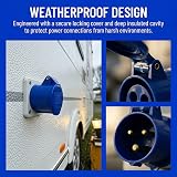HXMJIED 16A 240V 3 Pin Industrial Site Trailing Plug Socket Weatherproof Blue view 3