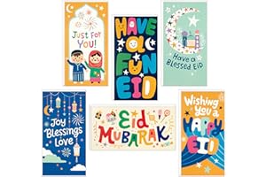 Hallmark Eid Mubarak Envelopes and Cards Assortment for Kids (36 Eid Money Cards with Envelopes) for Eid Al-Fitr or Eid Al-Adha, Golden Thread