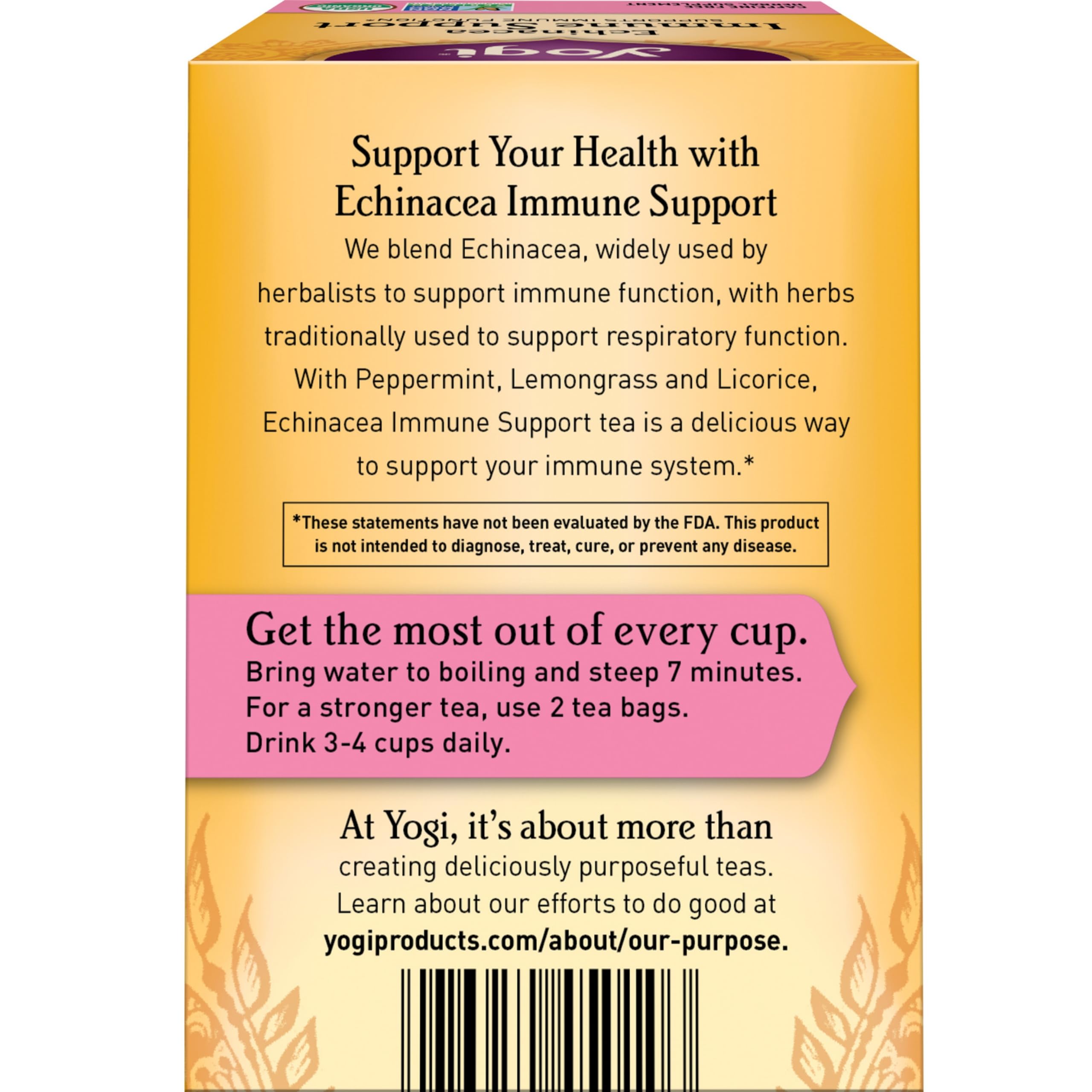 Yogi Tea Echinacea Immune Support Tea - 16 Tea Bags per Pack (6 Packs) - Organic Immunity Support Tea - Includes Peppermint Leaf, Lemongrass, Cinnamon Bark, Echinacea Purpurea, Licorice Root & More