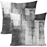 AEIOAE Grey Pillow Covers 18x18 Inch Set of 2,Black White Gray Abstract Art Throw Pillows Case,Modern Geometric Outdoor Decorative Square Linen Farmhouse Decor Cushion Covers for Home Sofa Bed Couch