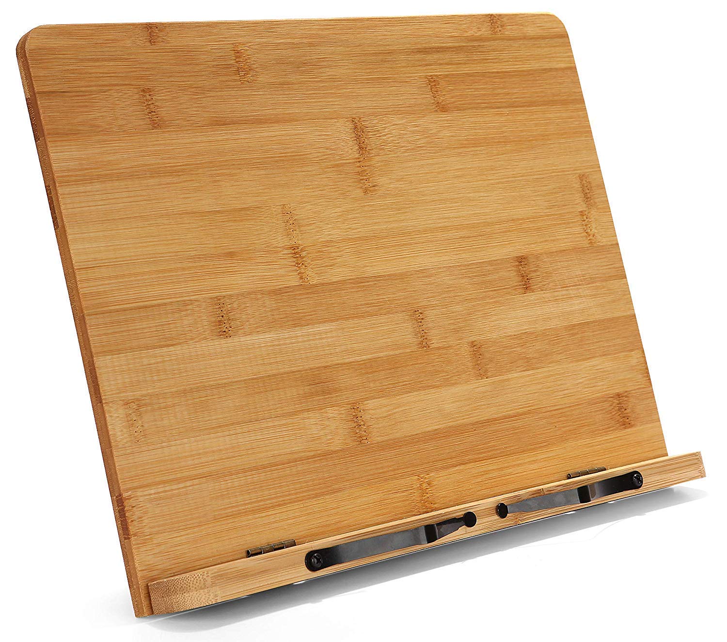 Chiloskit Bamboo Reading Rest Cook Book & Document Stand Bookrest Adjustable Laptop & I-pad Holder Collapsible Tray