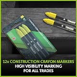 Tracer Construction Lumber Crayon Markers Yellow Pack of 12 Multi Surface view 3