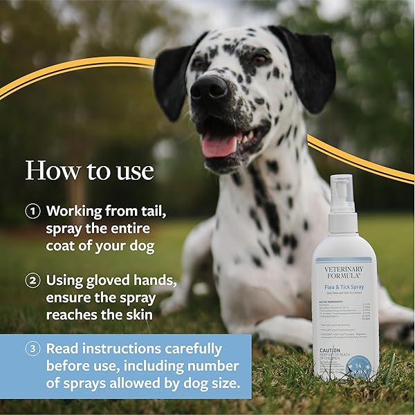 VETERINARY FORMULA FLEA AND TICK SPRAY FOR DOGS, 8 OZ – EASY-TO-USE DOG FLEA SPRAY, KILLS ON CONTACT, PREVENTS EGG & LARVAL DEVELOPMENT FOR 14 WEEKS